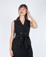 Celine Belted Vest - Black