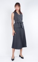 Celine Belted Vest - Grey