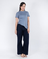 Ruth Slant Hem Top - Dusty Blue 