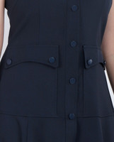 Leah Button Front Flare Midi Dress - Midnight Blue
