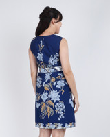 Yahana V-Neck Batik Dress - Navy