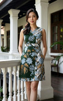 Yahana V-Neck Batik Dress - Emerald
