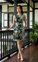 Yahana V-Neck Batik Dress - Emerald