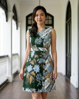 Yahana V-Neck Batik Dress - Emerald