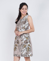 Yahana V-Neck Batik Dress - Latte 