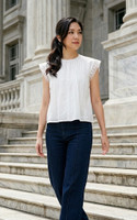 Delilah Lace Trim Top - White