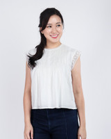 Delilah Lace Trim Top - White