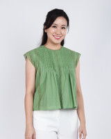 Delilah Lace Trim Top - Sage