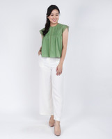 Delilah Lace Trim Top - Sage