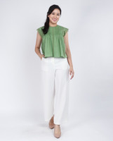 Delilah Lace Trim Top - Sage