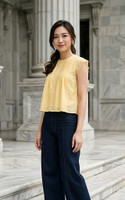 Delilah Lace Trim Top - Yellow