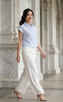 Dew Striped Linen Shirt - Blue