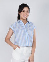 Dew Striped Linen Shirt - Blue