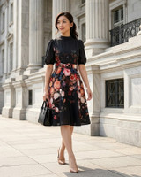 Poet Floral Placement Dress - Black