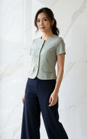 Aricia Button Sleeve Top - Sage
