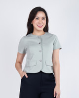 Aricia Button Sleeve Top - Sage