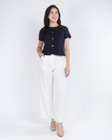 Aricia Button Sleeve Top - Navy