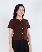 Aricia Button Sleeve Top - Chestnut