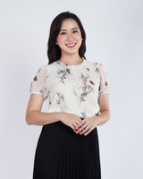 Mirale Floral Chiffon Blouse - Cream