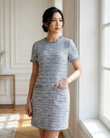 Thea Contrast Trim Shift Dress - Sky Blue