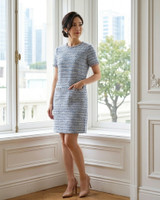 Thea Contrast Trim Shift Dress - Sky Blue