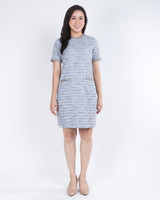 Thea Contrast Trim Shift Dress - Sky Blue