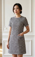 Thea Contrast Trim Shift Dress - Black