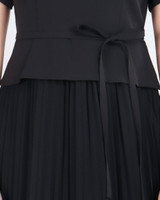 Akami Pleated Peplum Dress - Black