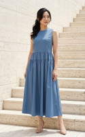 Verena Tiered Maxi Dress - Blue