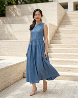 Verena Tiered Maxi Dress - Blue