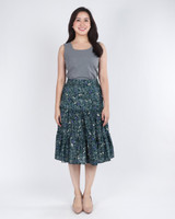 Lovie Floral Tiered Skirt - Forest Green