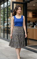 Lovie Floral Tiered Skirt - Grey