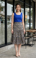 Lovie Floral Tiered Skirt - Grey