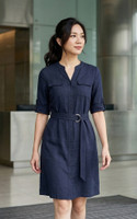 Khloe Utility Linen Dress - Navy
