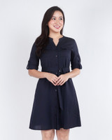 Khloe Utility Linen Dress - Navy