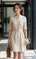 Khloe Utility Linen Dress - Ecru
