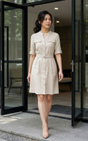 Khloe Utility Linen Dress - Ecru