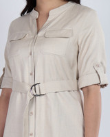 Khloe Utility Linen Dress - Ecru