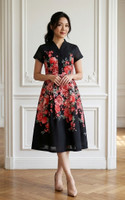 Bloom Placement Linen Dress - Black
