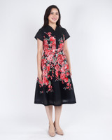 Bloom Placement Linen Dress - Black