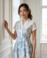 Bloom Placement Linen Dress - White