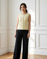 Remmi Pocket Tweed Top - Yellow