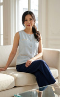 Remmi Pocket Tweed Top - Blue