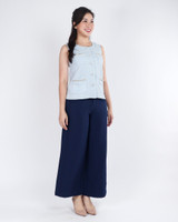 Remmi Pocket Tweed Top - Blue