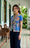 Hennah Batik Kebaya Top - Blue
