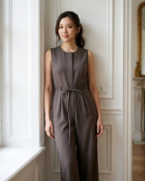 Vicky Tie Waist Jumpsuit - Espresso