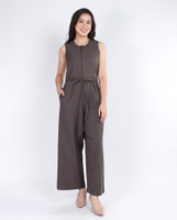 Vicky Tie Waist Jumpsuit - Espresso