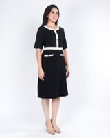 Lora Contrast Trim Work Dress - Black