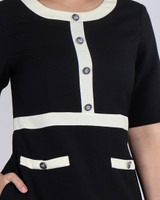 Lora Contrast Trim Work Dress - Black