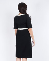 Lora Contrast Trim Work Dress - Black